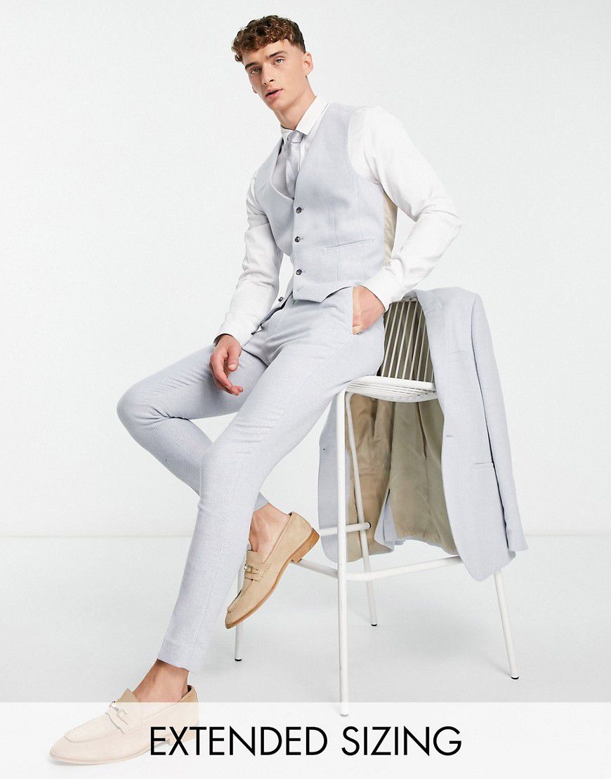 Pantaloni super skinny in twill di misto lana azzurro - ASOS DESIGN - Modalova