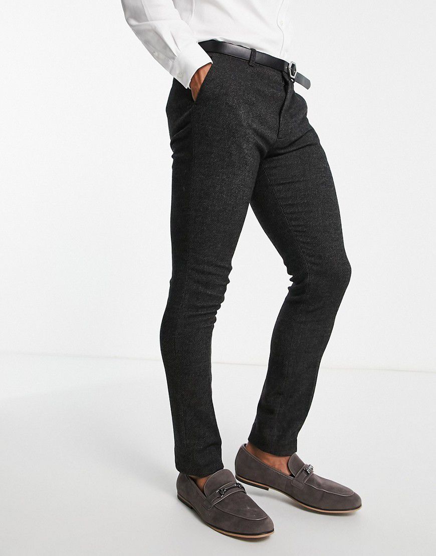Pantaloni skinny in misto lana e twill color antracite - ASOS DESIGN - Modalova