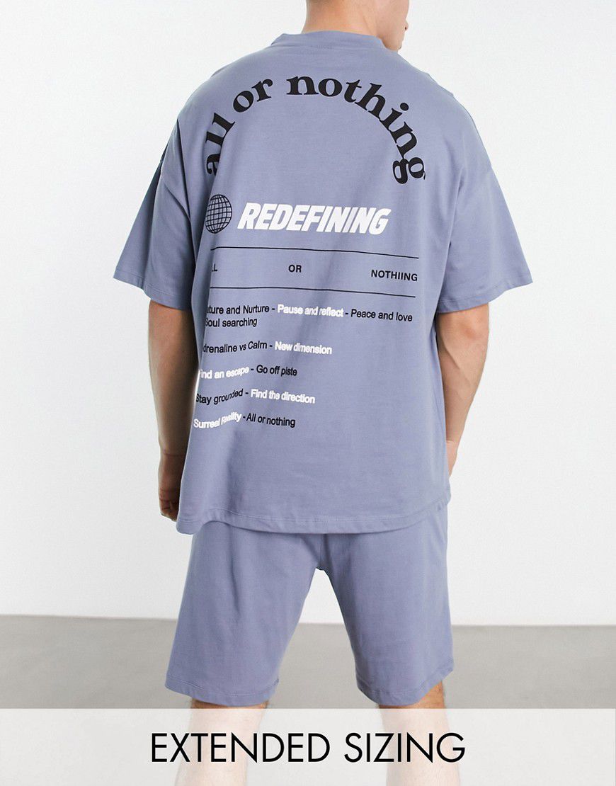 Pigiama grigio con scritta con T-shirt e pantaloncini - ASOS DESIGN - Modalova