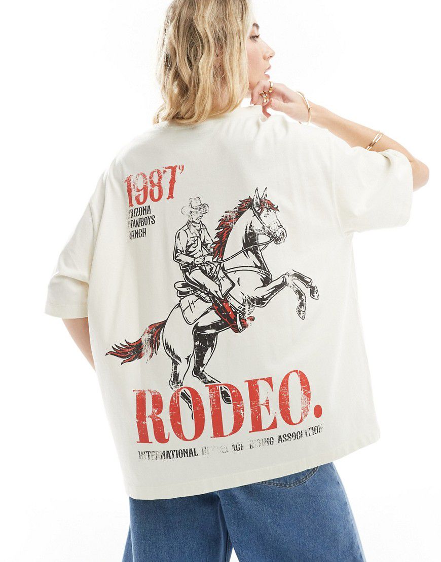 T-shirt vestibilità boyfriend crema con stampa "Rodeo" - ASOS DESIGN - Modalova