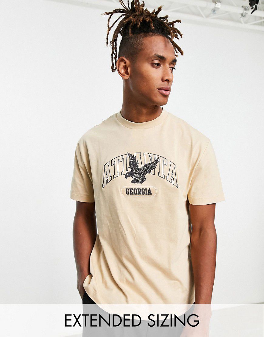 T-shirt comoda beige con ricami Atlanta - ASOS DESIGN - Modalova