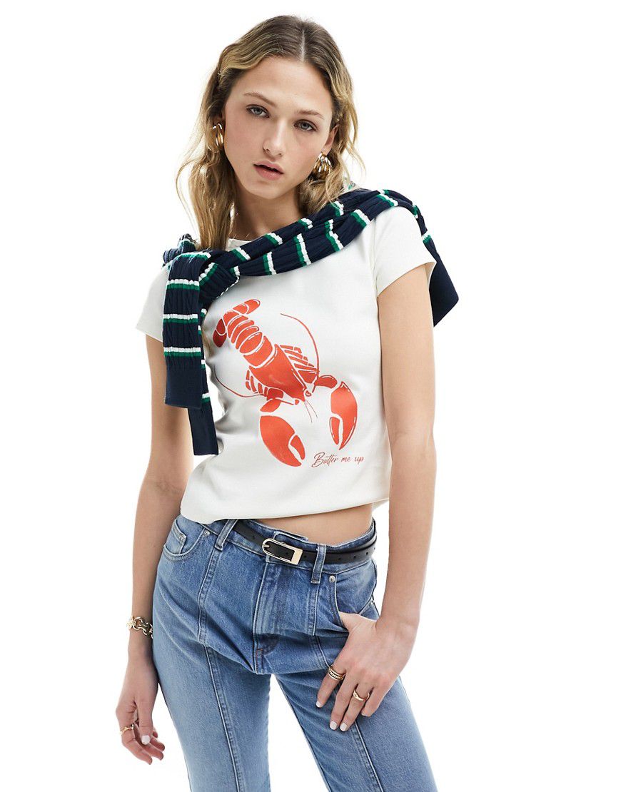 T-shirt mini crema con grafica di aragosta - ASOS DESIGN - Modalova