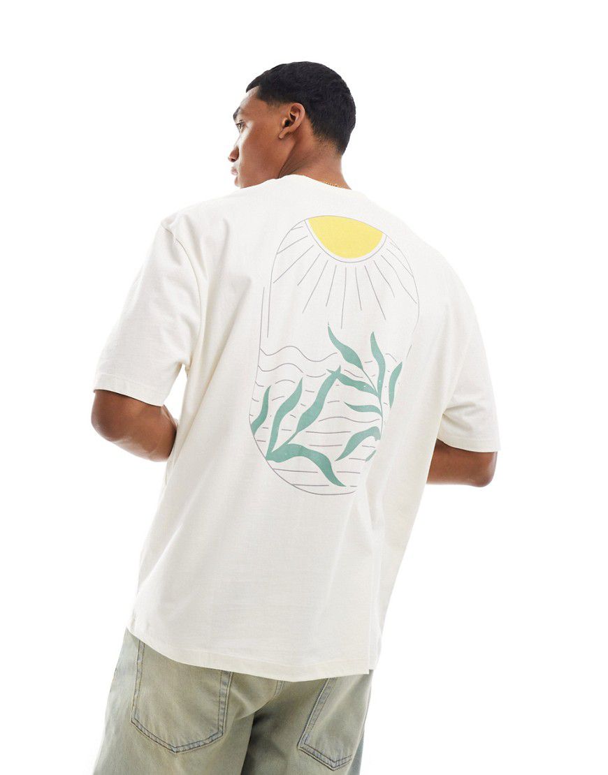T-shirt oversize bianca con stampa di sole sul retro - ASOS DESIGN - Modalova