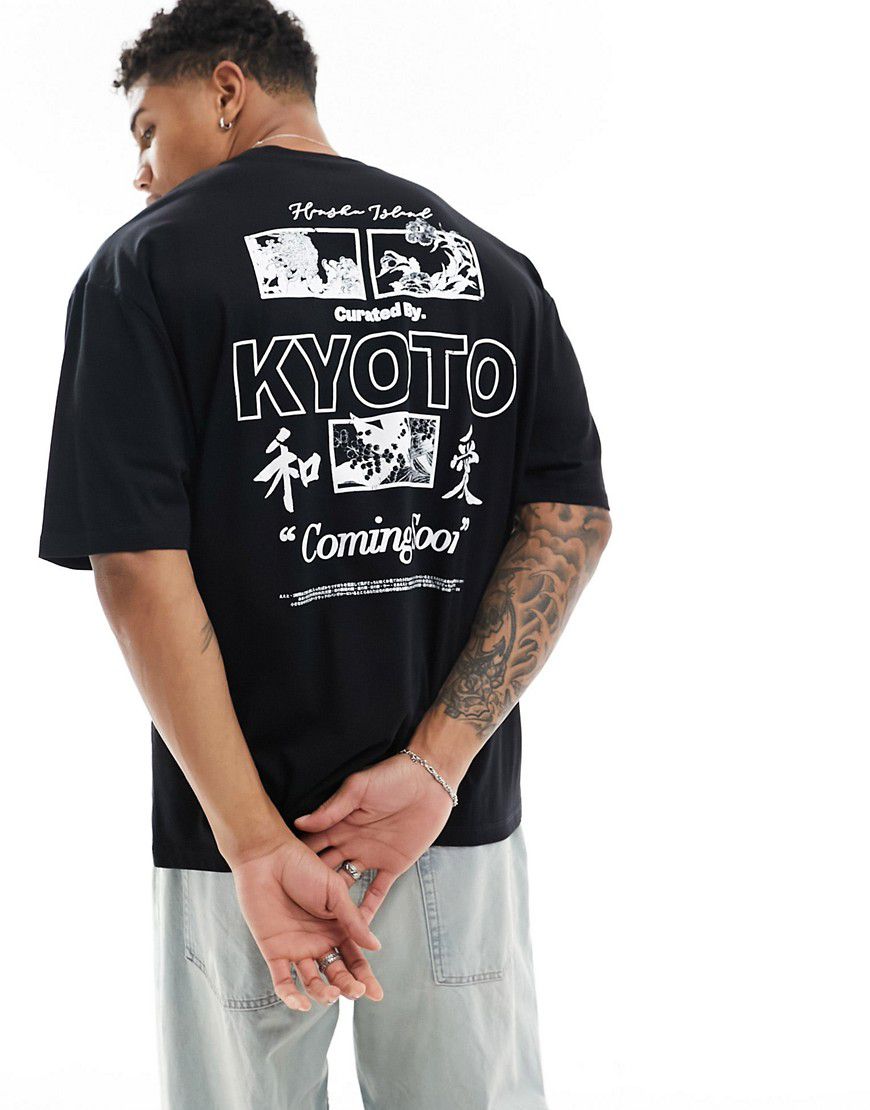 T-shirt oversize con stampa con scritta "Kyoto" sul retro, colore - ASOS DESIGN - Modalova