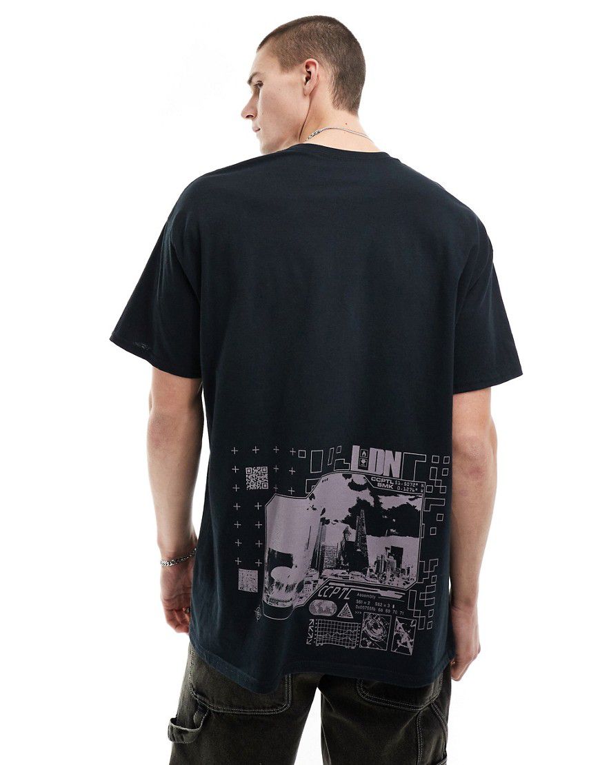 T-shirt oversize con stampa sul retro nera - ASOS DESIGN - Modalova
