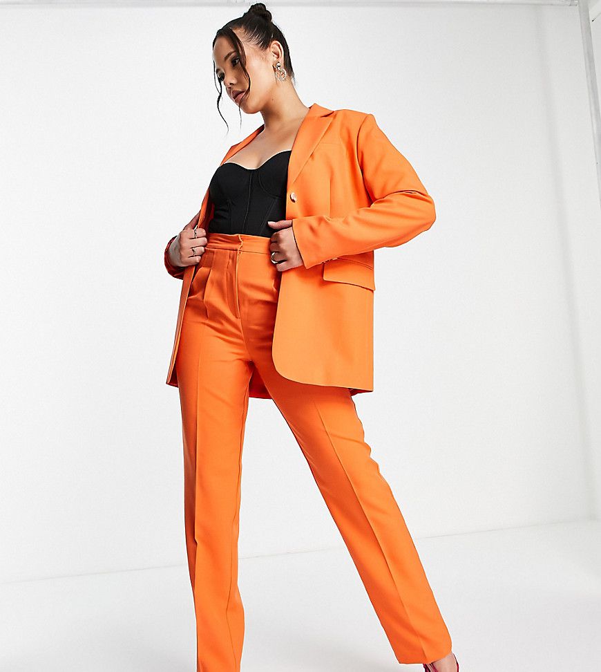 ASOS DESIGN Tall - Pantaloni da abito maschili arancioni con vita elasticizzata - ASOS Tall - Modalova