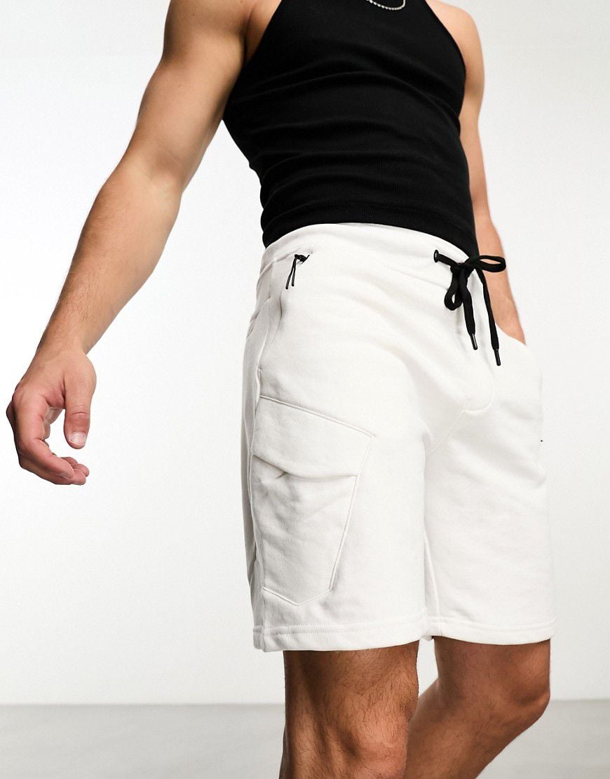 Pantaloncini cargo in jersey bianchi - Bershka - Modalova