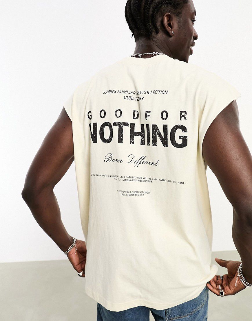 T-shirt oversize senza maniche sporco con stampa grande sul retro - Good For Nothing - Modalova