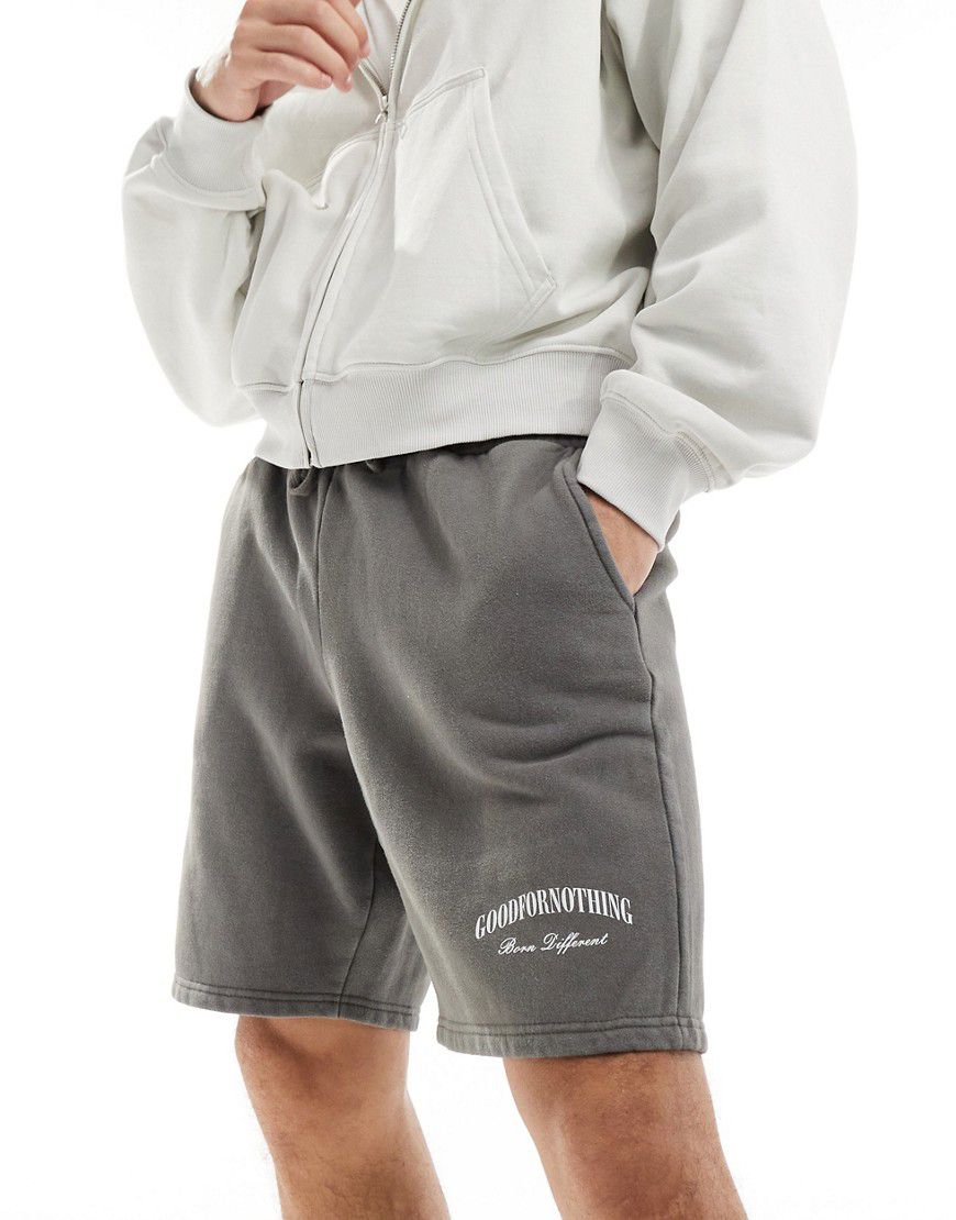 Pantaloncini in jersey grigi con stampa del logo - Good For Nothing - Modalova