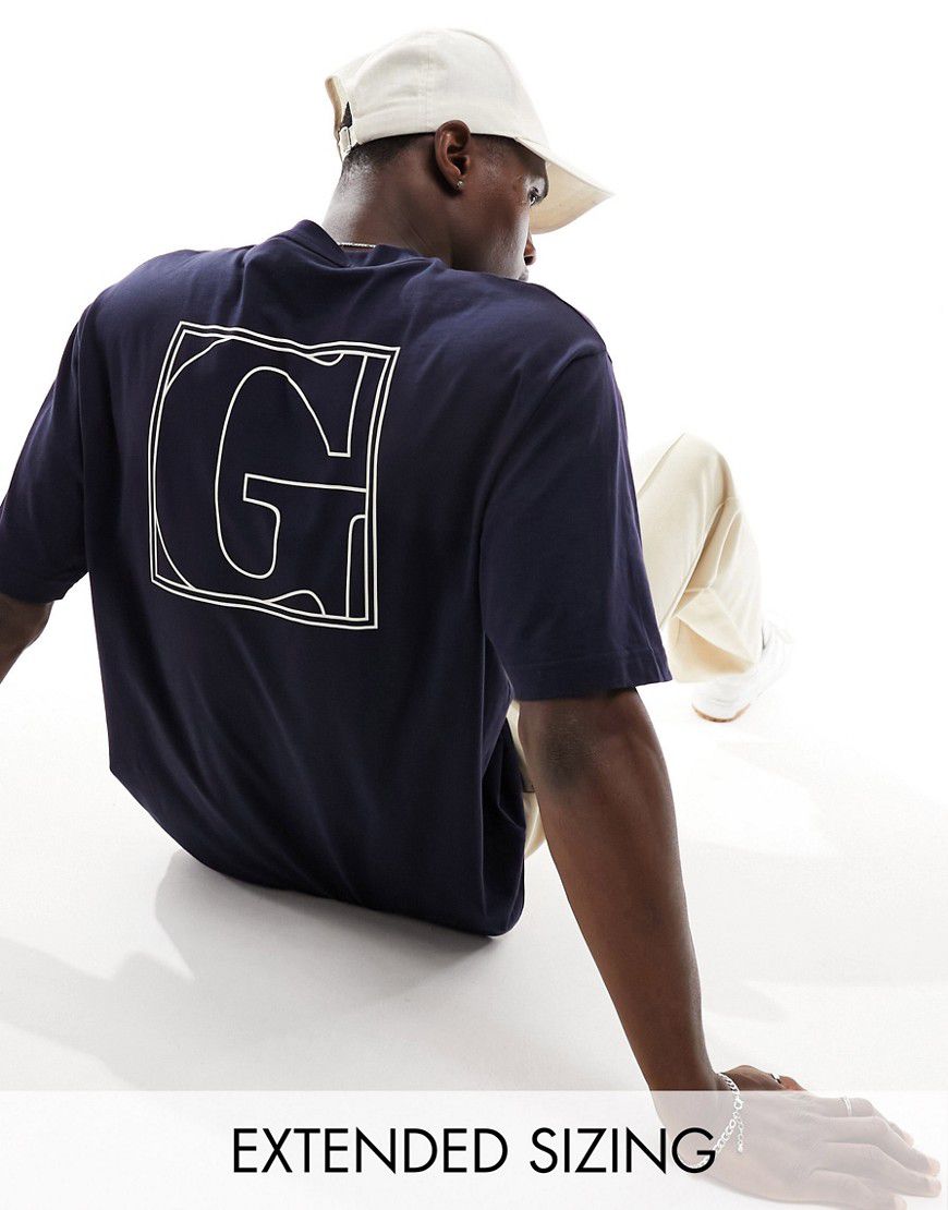 T-shirt comoda con stampa di "G" riquadrata sul retro - Gant - Modalova