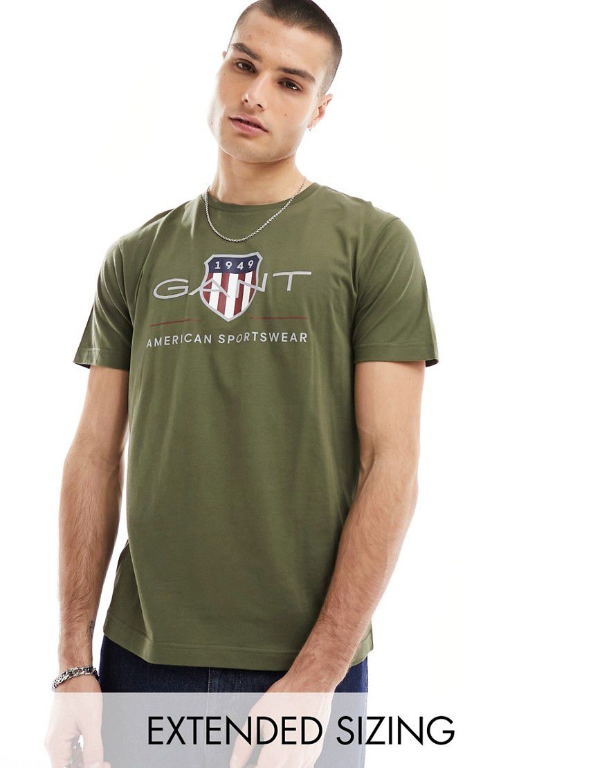 Archive - T-Shirt con stemma e logo kaki - Gant - Modalova