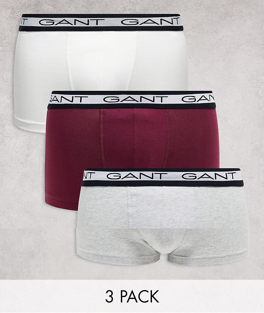 Confezione da 3 paia di boxer aderenti con elastico in vita con logo colore bianco/grigio/rosso - Gant - Modalova