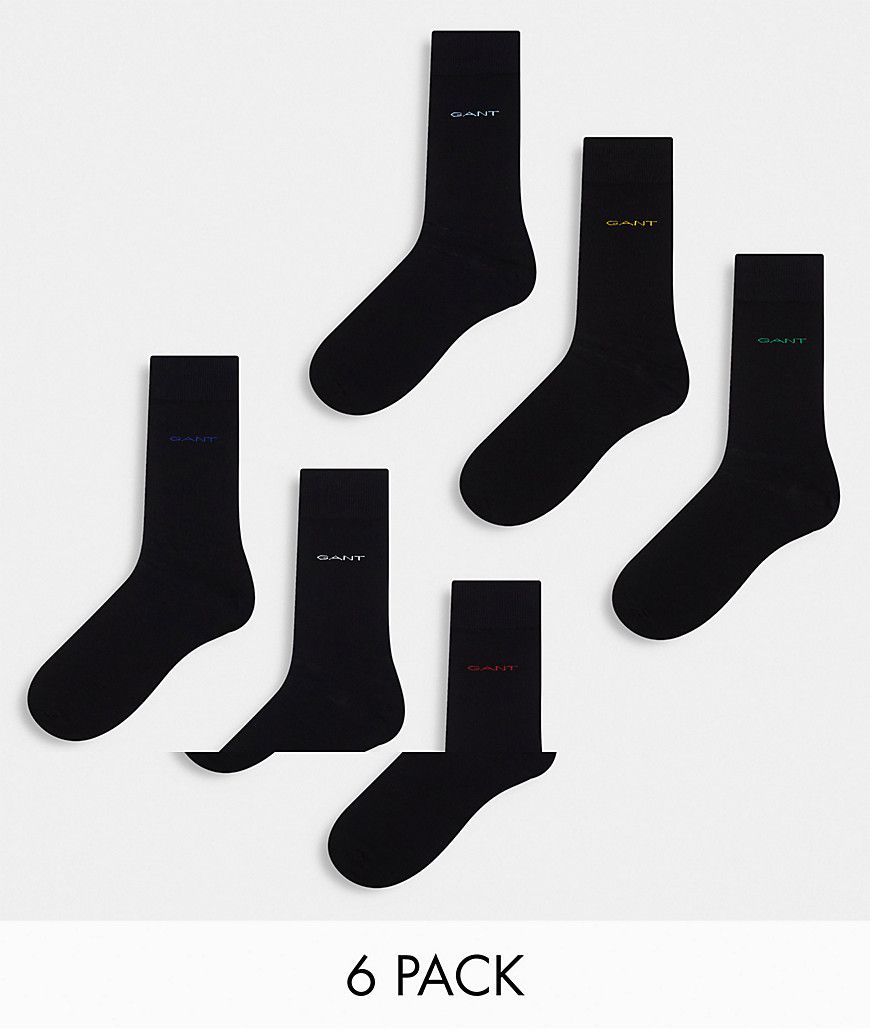 Confezione da 6 paia di calzini neri con logo - Gant - Modalova