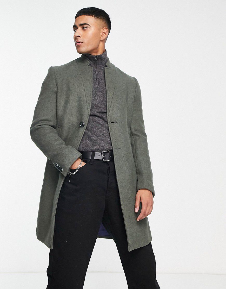 Cappotto di lana taglio lungo verde scuro - Gianni Feraud - Modalova