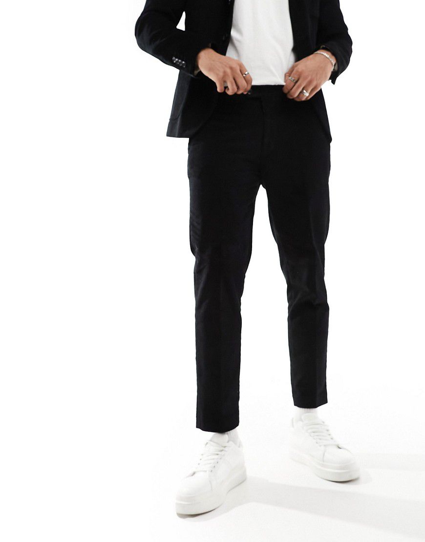 Pantaloni da abito taglio corto in velluto a coste neri - Gianni Feraud - Modalova