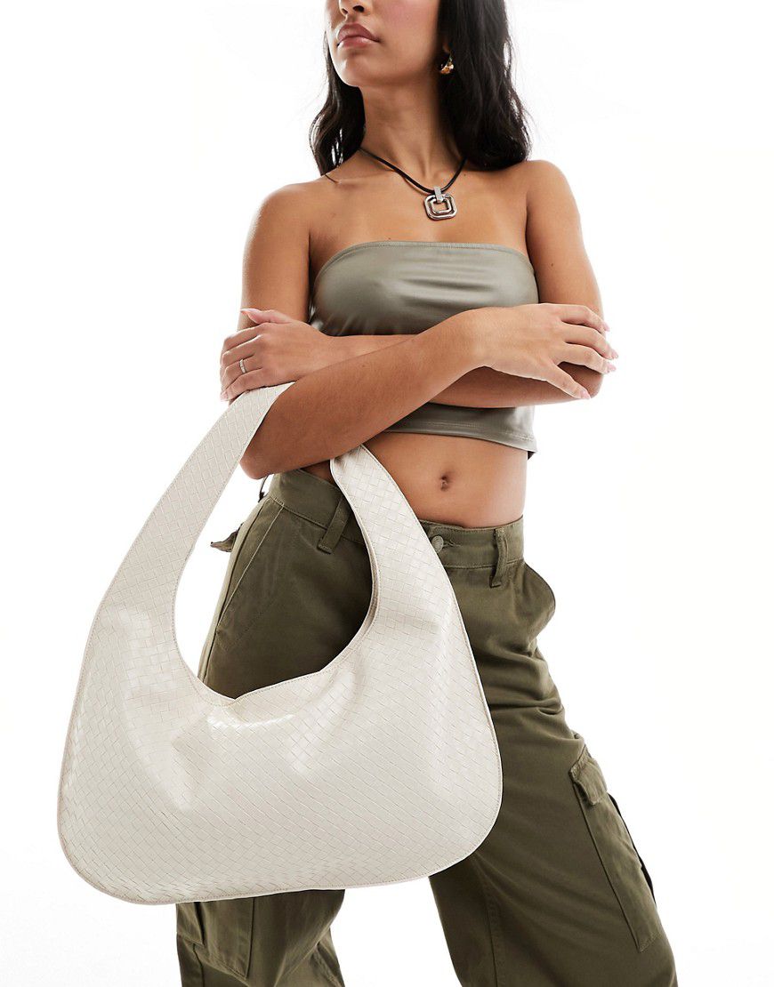 Maxi borsa da spalla color crema intrecciata - Glamorous - Modalova