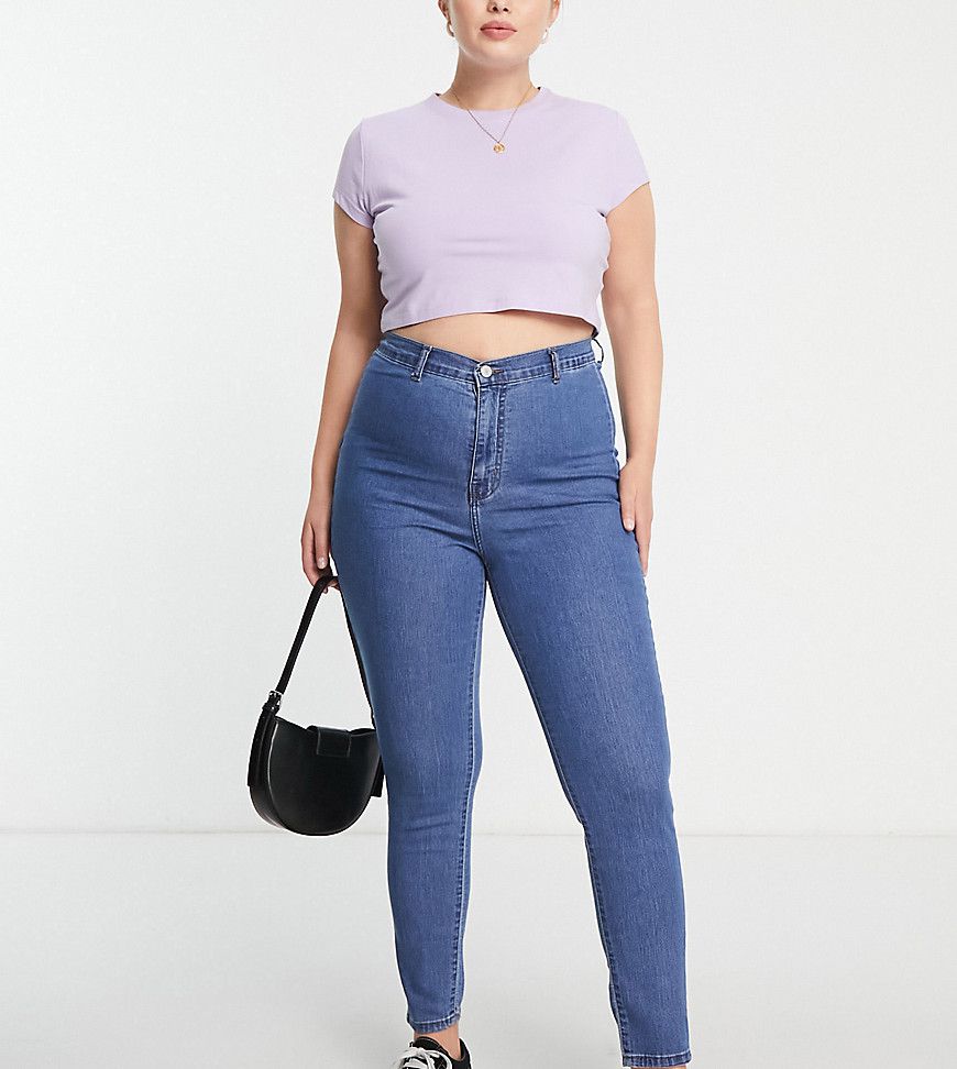 Plus - Chloe - Jeans skinny elasticizzati a vita alta stile disco, lavaggio medio - Don't Think Twice - Modalova