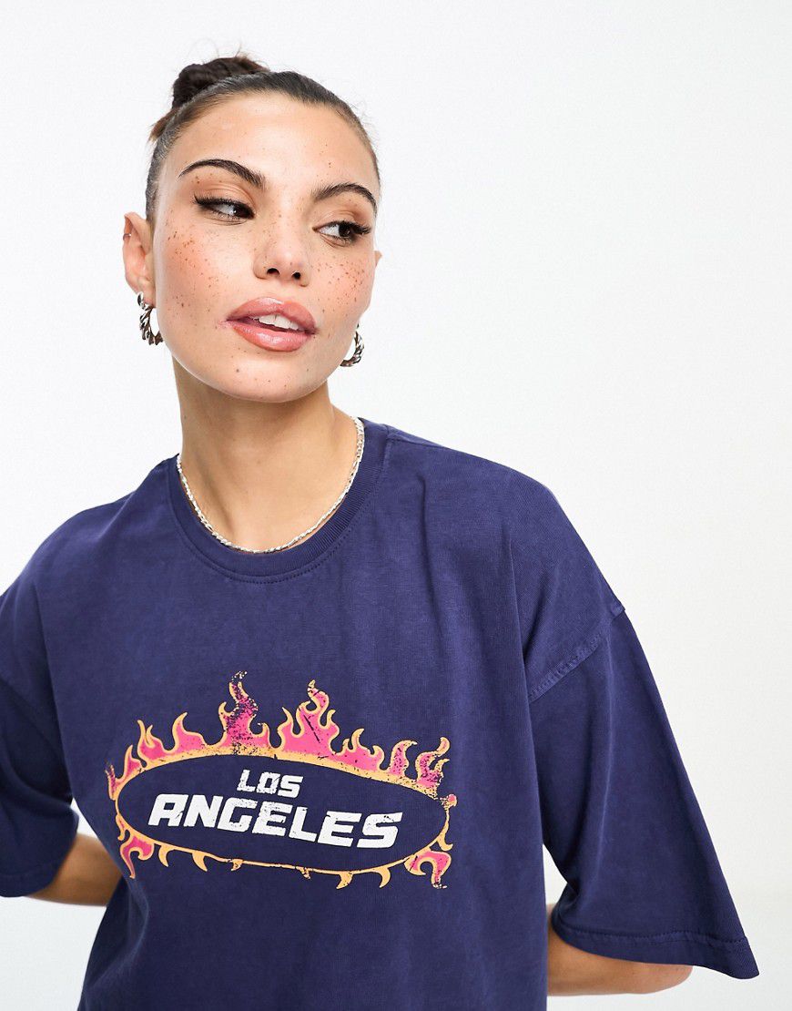 T-shirt comoda con stampa Los Angeles - Daisy Street - Modalova