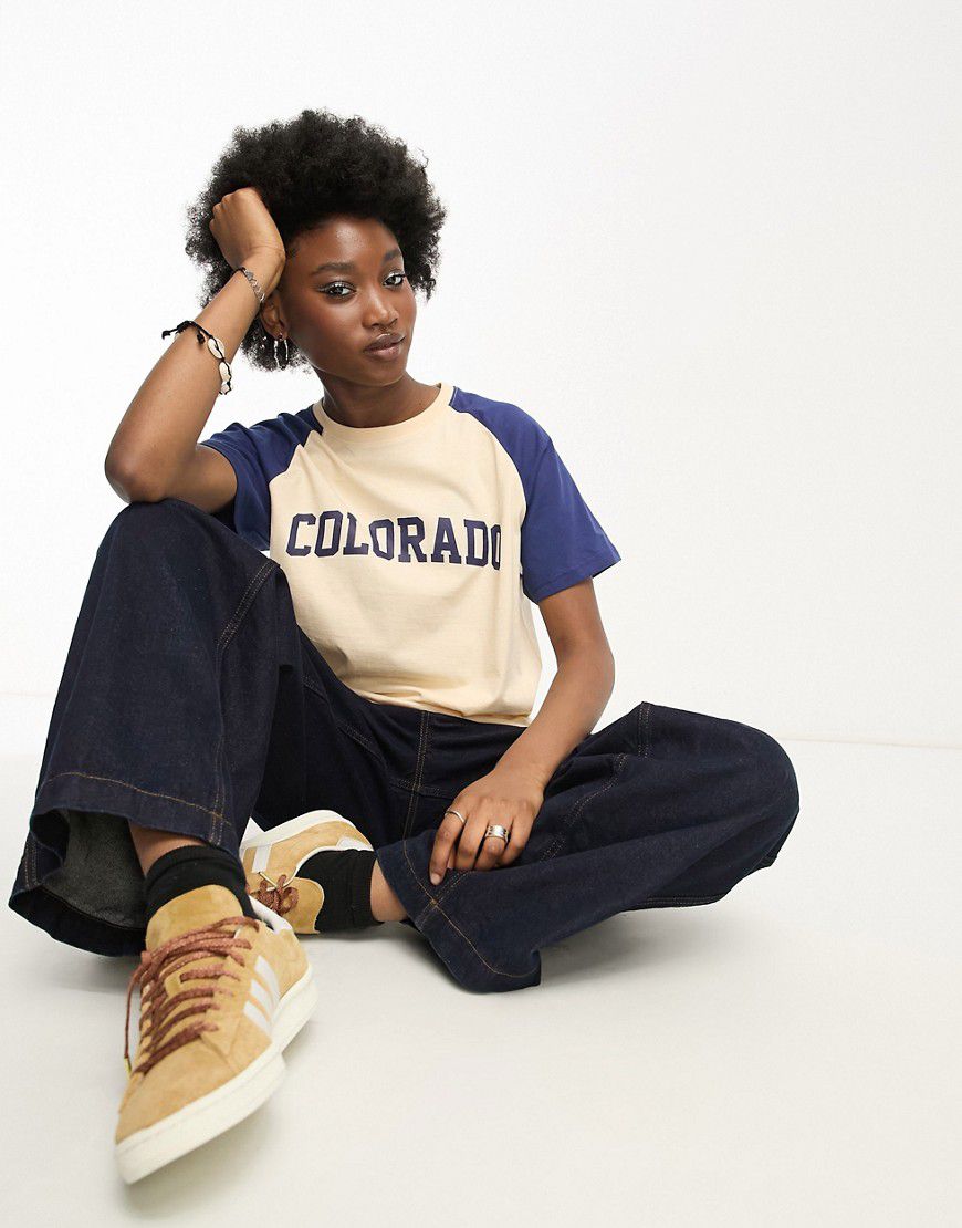T-shirt raglan comoda con grafica ricamata "Colorado" - Daisy Street - Modalova