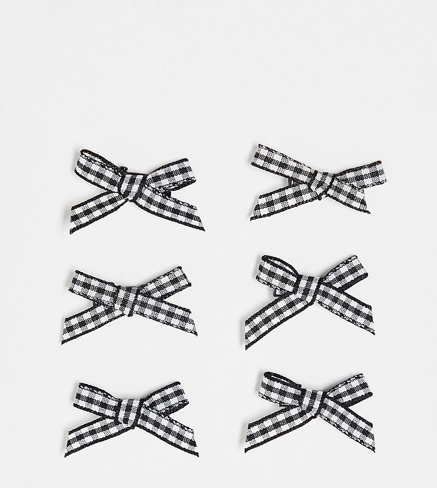 DesignB - Confezione da 6 fiocchetti per capelli neri a quadretti - DesignB London - Modalova