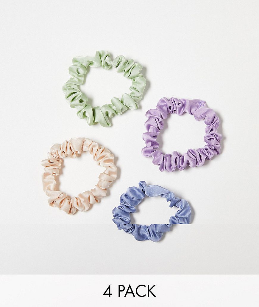 Confezione da 4 elastici per capelli in raso colori pastello - DesignB London - Modalova