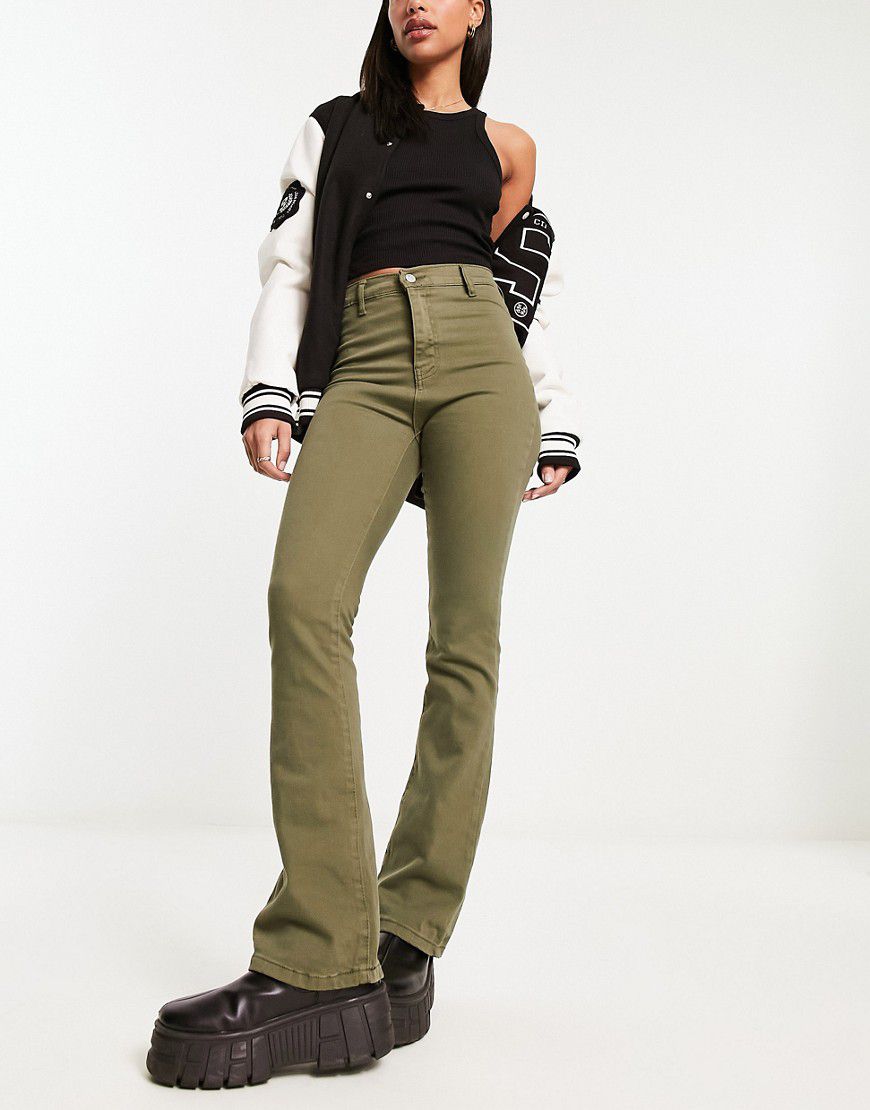 DTT - Bianca - Jeans stile disco a vita alta kaki a fondo ampio - Don't Think Twice - Modalova