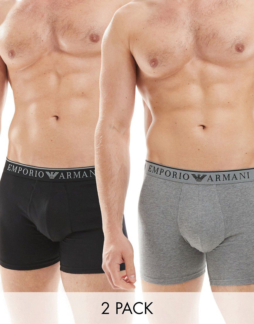 Bodywear - Confezione da 2 paia di boxer aderenti in nero e grigio - Emporio Armani - Modalova