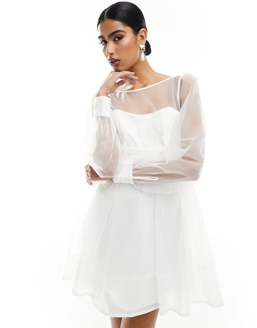 Vestito corto da sposa color avorio con fiocco in organza sul retro - Forever New - Modalova