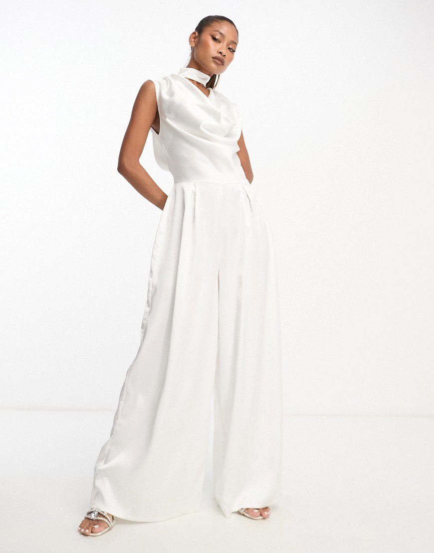 The Label - Tuta jumpsuit bianca con scollo ad anello - First Distraction - Modalova
