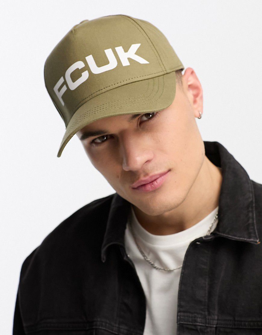 FCUK - Cappellino kaki chiaro con logo - French Connection - Modalova