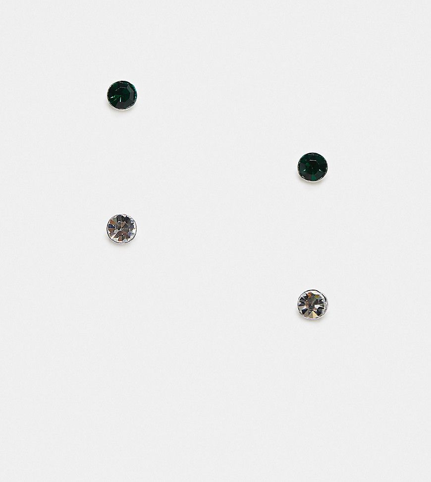 Confezione da 2 di orecchini a perno con pietre incastonate in argento sterling - Kingsley Ryan - Modalova