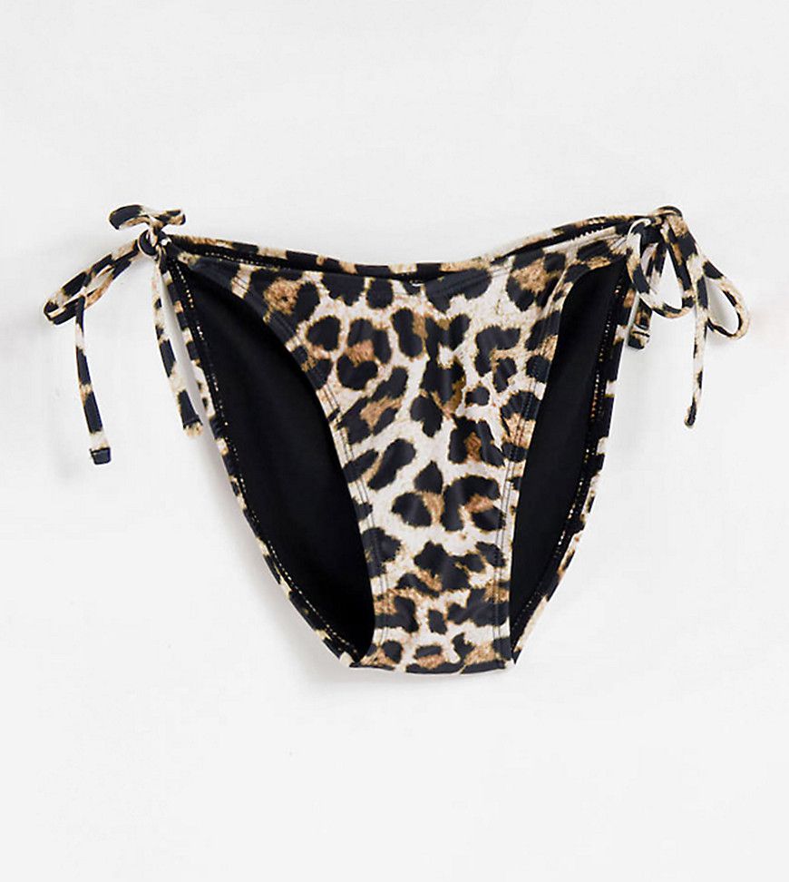 Coppe Grandi - Mix and Match - Slip bikini allacciato ai lati con stampa animalier - Ivory Rose - Modalova