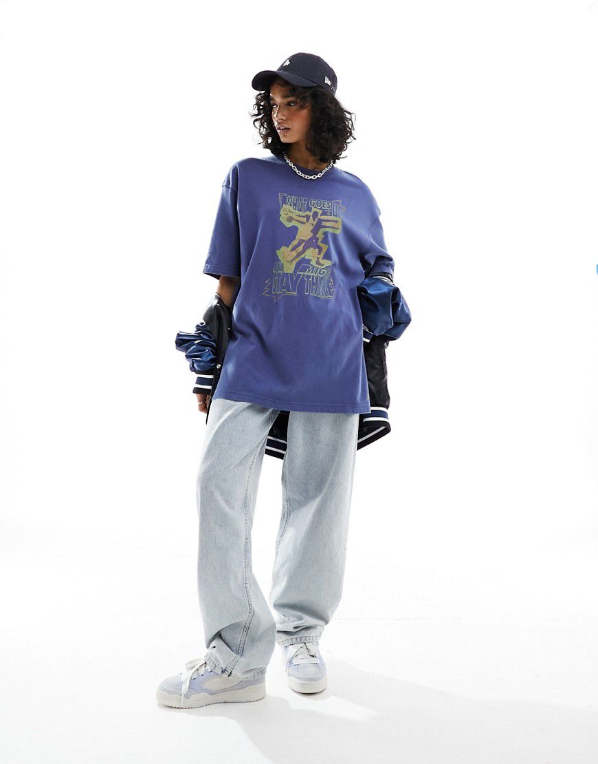 T-shirt oversize con grafica Jumpman color sky purple - Jordan - Modalova