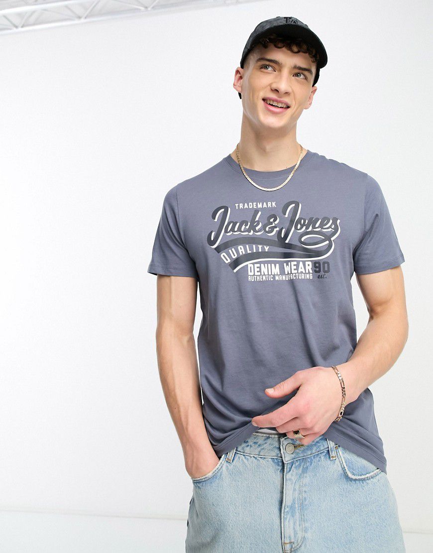 T-shirt denim con logo vintage - Jack & Jones - Modalova
