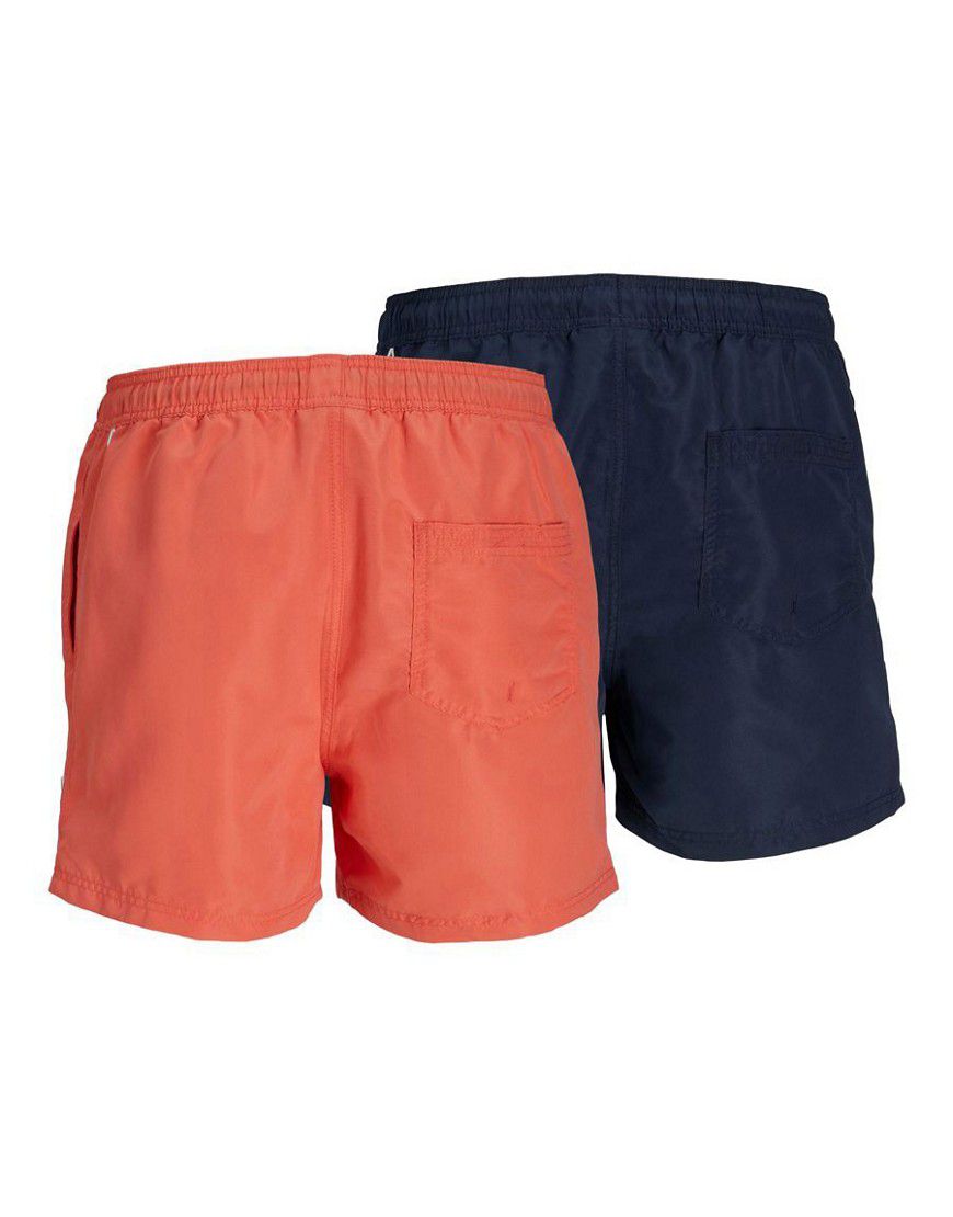 Confezione da 2 paia di pantaloncini da bagno color corallo e blu navy - Jack & Jones - Modalova