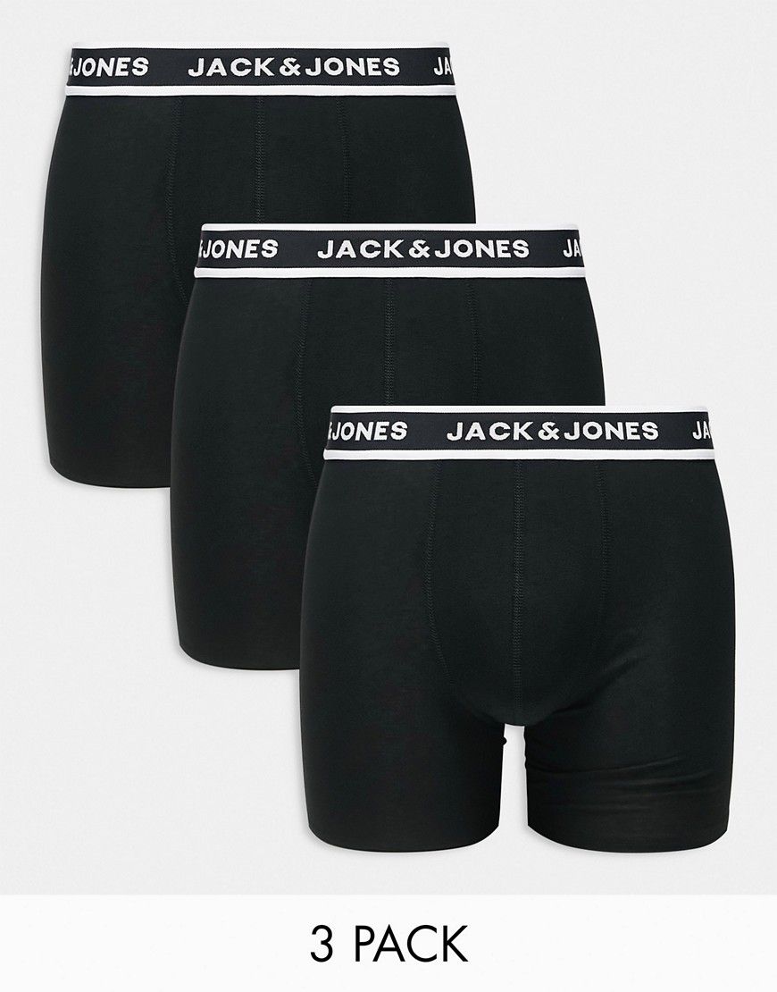 Confezione da 3 boxer taglio lungo aderenti neri - Jack & Jones - Modalova