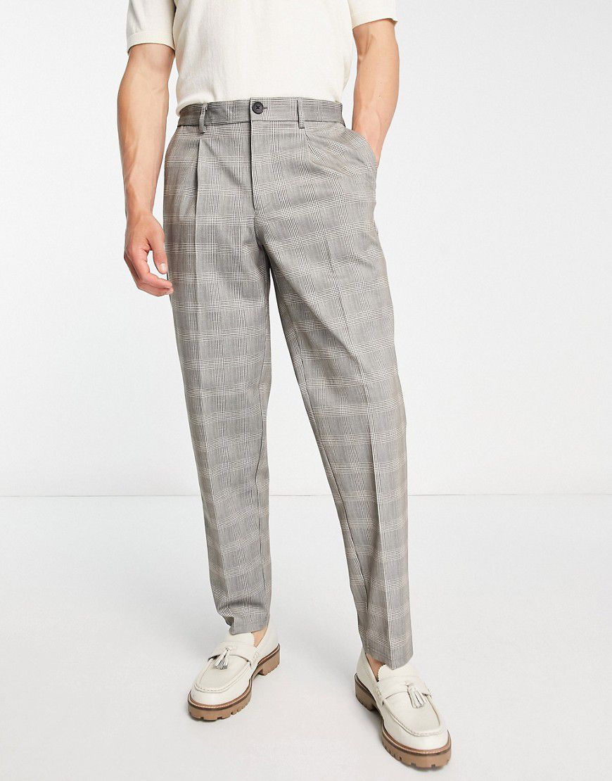 Intelligence - Bill - Pantaloni eleganti con fondo ampio beige a quadri - Jack & Jones - Modalova