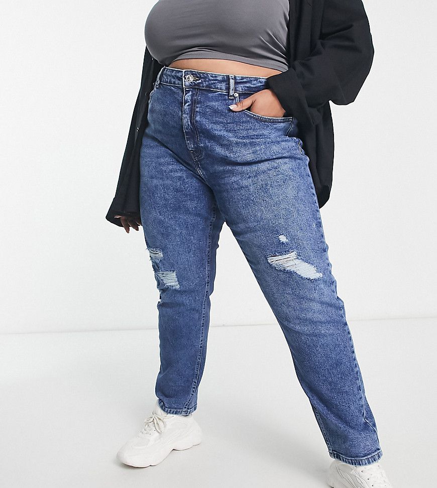Careneda - Mom jeans invecchiati medio - Only Curve - Modalova