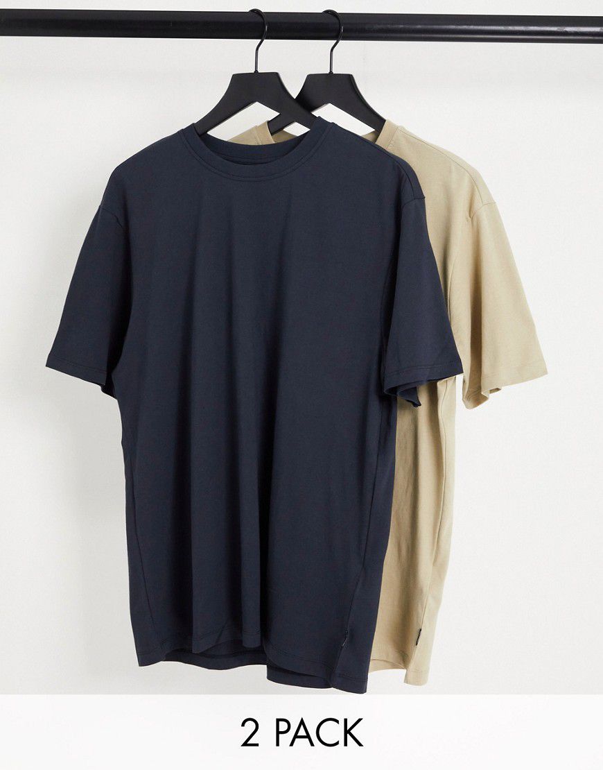 Confezione da 2 T-shirt comode color pietra e blu navy - ONLY & SONS - Modalova