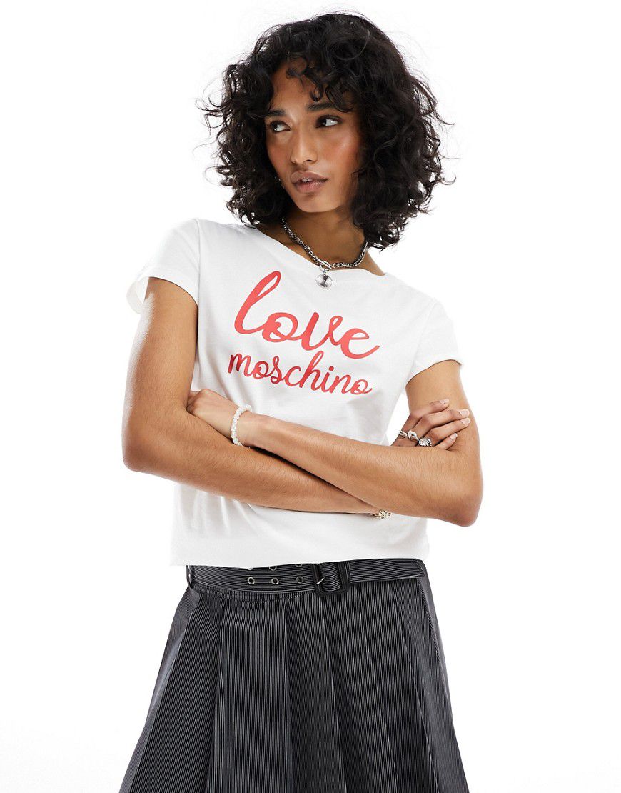 T-shirt con logo "Love" bianca - Love Moschino - Modalova