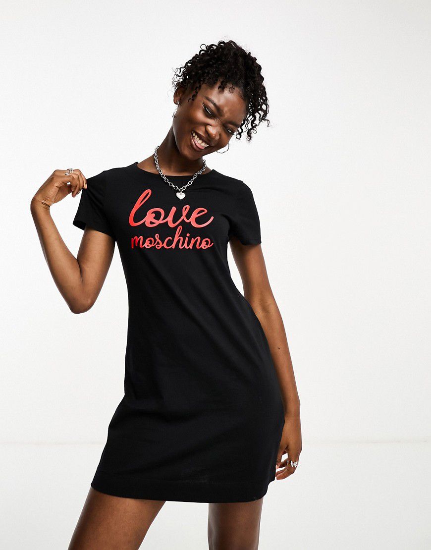 Vestito T-shirt con logo in corsivo - Love Moschino - Modalova