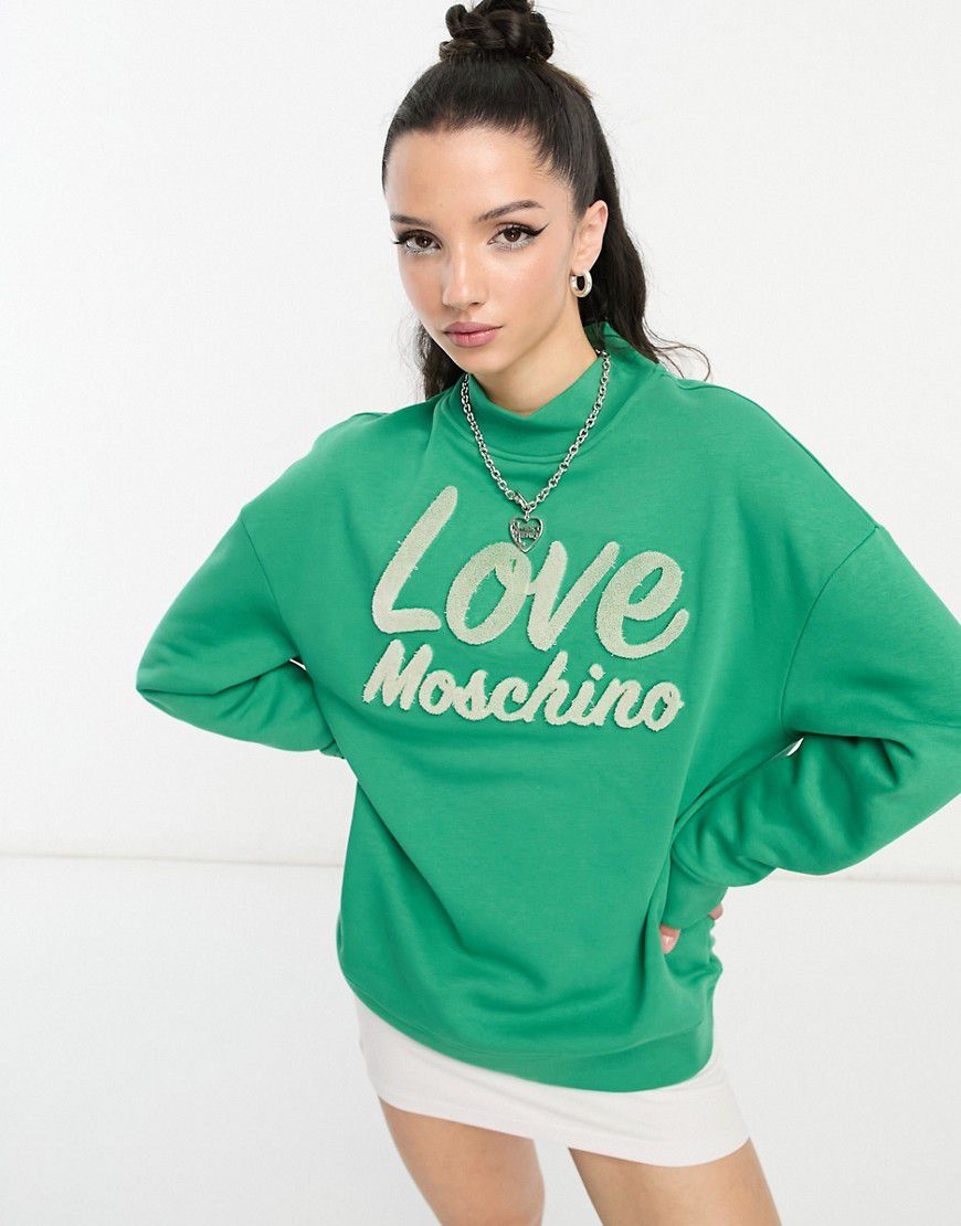 Felpa accollata con logo - Love Moschino - Modalova