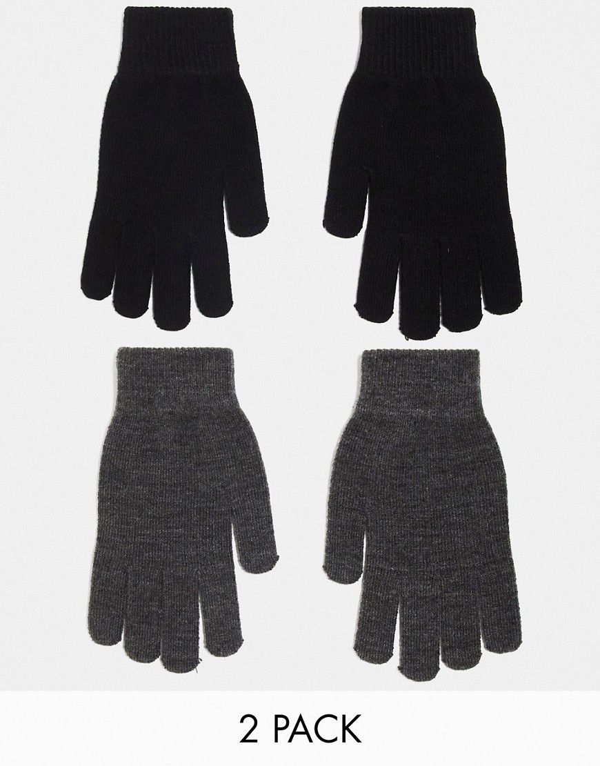 Confezione da 2 paia di guanti neri e grigi - Monki - Modalova