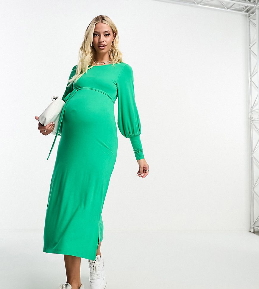 Mamalicious Maternity - Vestito midi con cintura annodata e scollo ampio sul retro - Mama.licious - Modalova