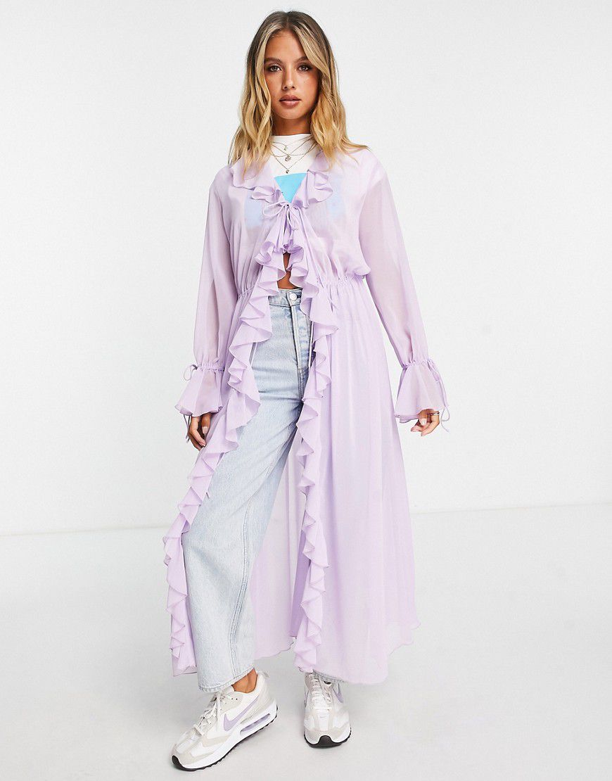 Kimono lilla con dettaglio volant - Mango - Modalova