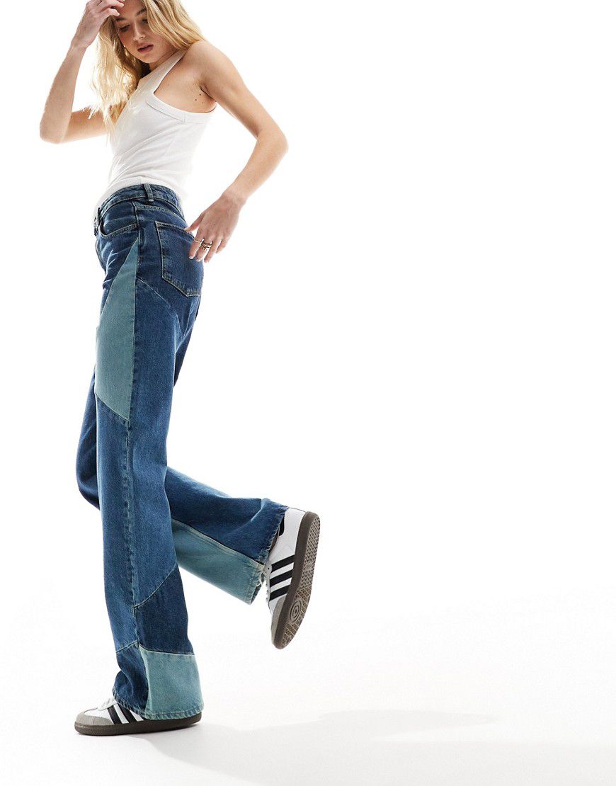 Jeans dritti effetto patchwork - Mango - Modalova