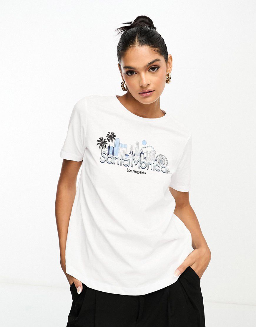 T-shirt bianca con stampa "Santa Monica" - Mango - Modalova