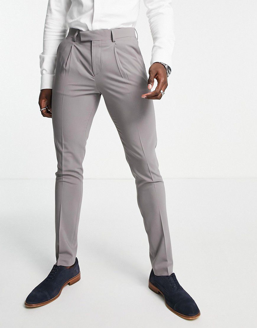 Tower Hill - Pantaloni da abito skinny grigi in misto lana pettinata elasticizzata - Noak - Modalova