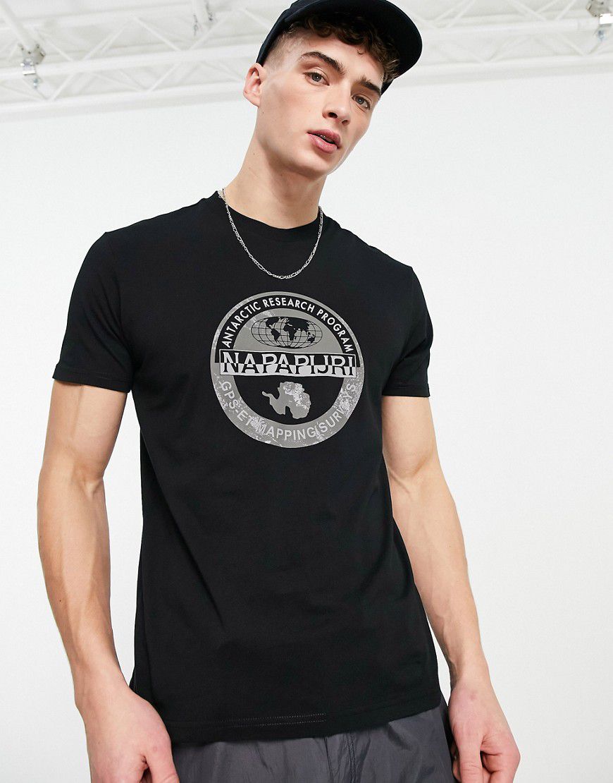 Bollo - T-shirt nera con stampa sul petto - Napapijri - Modalova