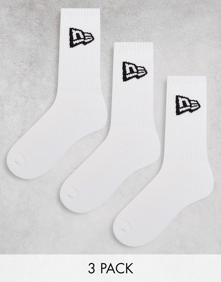 Confezione da 3 paia di calzini bianchi con logo con bandiera - New Era - Modalova